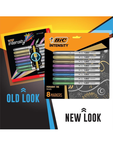 Marcadores Permanentes Metálicos BIC Intensity, Punta Fina, 8 Unidades