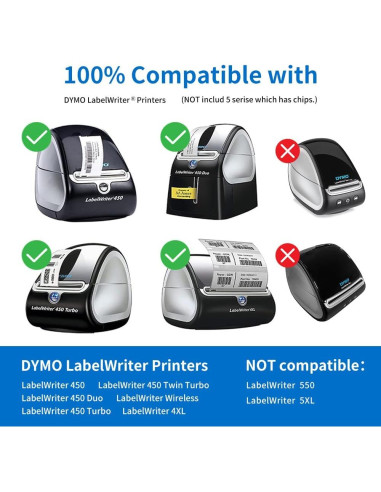 12 Rollos Etiquetas Térmicas Label KINGDOM 28x89mm para DYMO