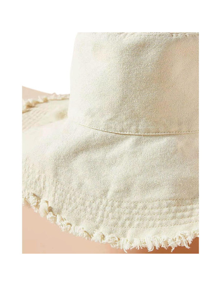 Sombrero de Cubo Beige para Mujeres de Algodón UPF 50+