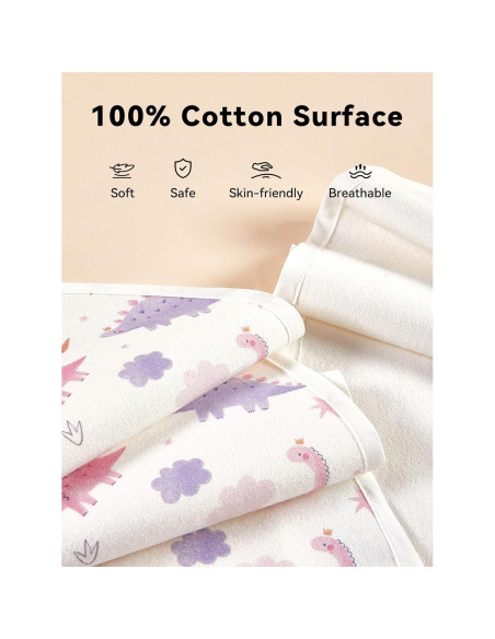 Protectores de Cambiador TILLYOU 100% Algodón Reutilizables 6 Pzs