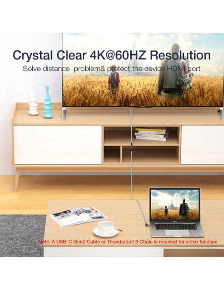 Cable Extensión USB-C 90 UseBean 0.18m 100W 20Gbps 4K