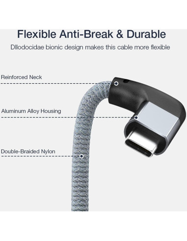 Cable Extensión USB-C 90 UseBean 0.18m 100W 20Gbps 4K