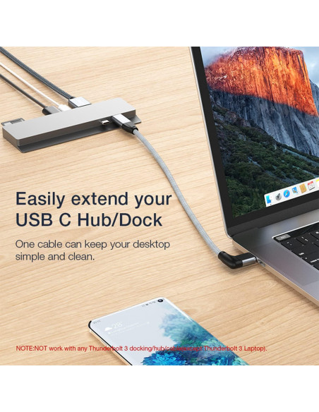 Cable Extensión USB-C 90 UseBean 0.18m 100W 20Gbps 4K