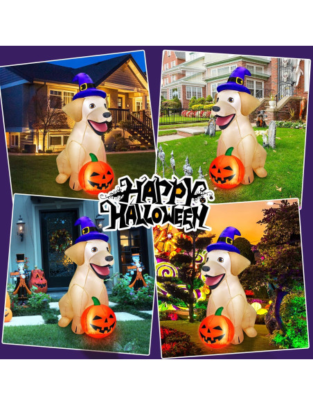 Decoración Inflable de Halloween 5 Pies Perro Labrador con LED