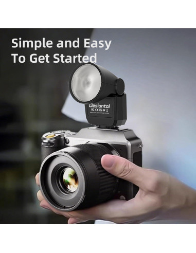 Mini Flash Speedlite Desiontal GN8 6200K para Cámara - Negro