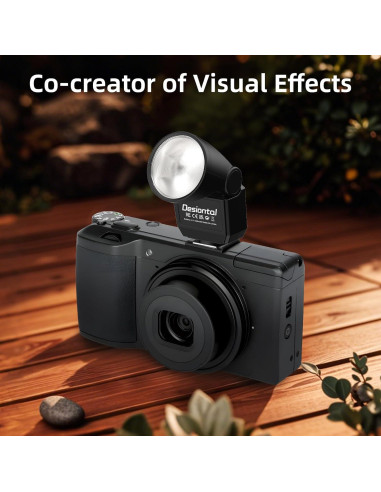 Mini Flash Speedlite Desiontal GN8 6200K para Cámara - Negro