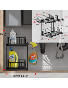Organizador Bajo Fregadero SUEH DESIGN 2 Niveles Metal Negro 2