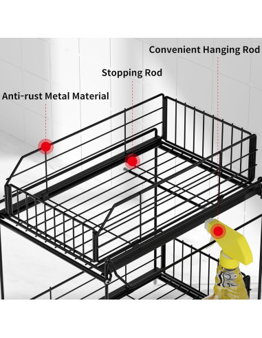 Organizador Bajo Fregadero SUEH DESIGN 2 Niveles Metal Negro