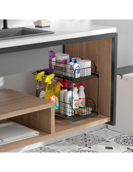 Organizador Bajo Fregadero SUEH DESIGN 2 Niveles Metal Negro