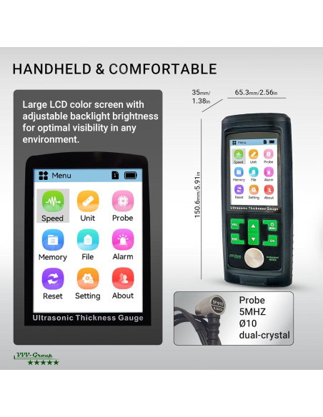 Medidor de Espesor Ultrasónico Industrial-882X - 1-300mm