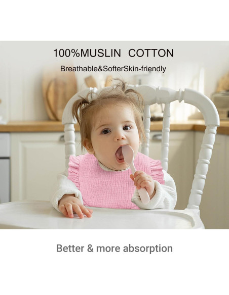 Baberos de Muselina para Bebé NISXABEBE 6 Pcs Algodón Suave
