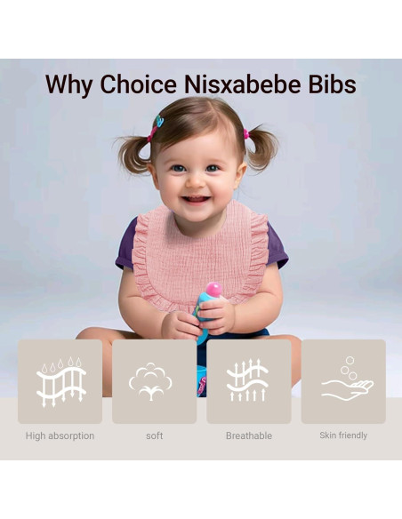 Baberos de Muselina para Bebé NISXABEBE 6 Pcs Algodón Suave