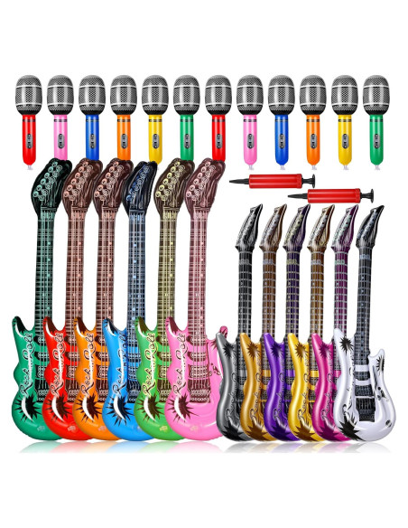 Set 24 Pcs Juguetes Inflables Tradder Fiesta Musical 80s 90s