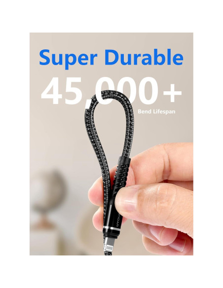 Cargador Rápido USB C a Lightning UYOUNG 1 Pie Negro 2 Pack