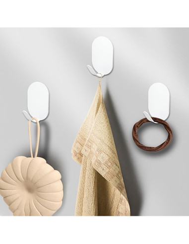 Gancho Autoadhesivo XJYWSH 6 Piezas Acero Inoxidable Blanco