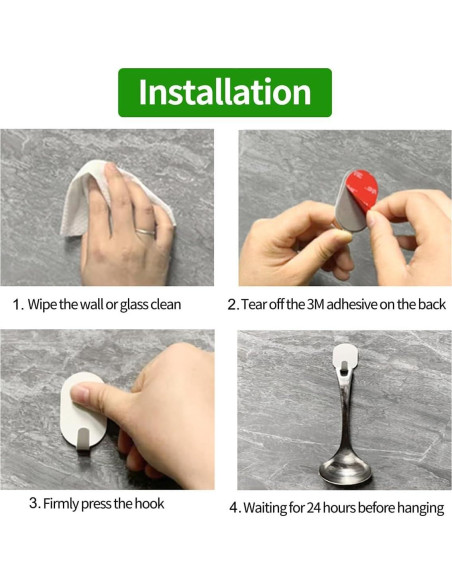 Gancho Autoadhesivo XJYWSH 6 Piezas Acero Inoxidable Blanco