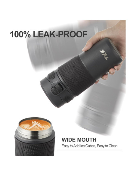 Taza de Viaje TKK 15 oz Acero Inoxidable Aislada Gris