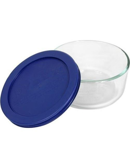 Pyrex Juego de 6 Tazones de Vidrio 1 Taza con Tapas Azul