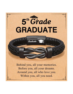 Pulsera de Cuero y Acero Inoxidable Forever para Niños 19 cm