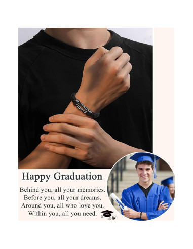 Pulsera de Cuero y Acero Inoxidable Forever para Niños 19 cm