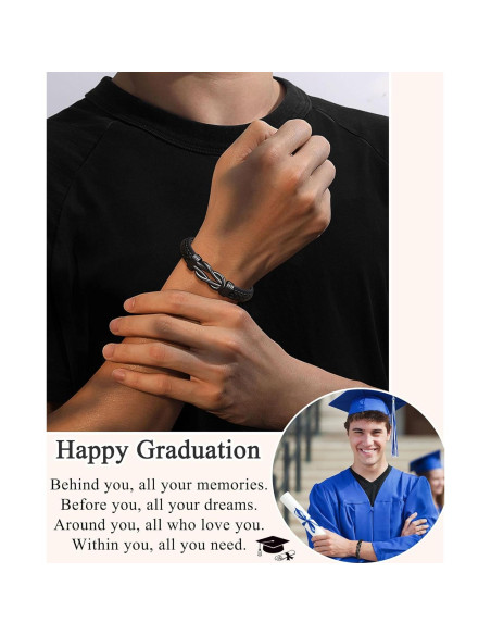 Pulsera de Cuero y Acero Inoxidable Forever para Niños 19 cm