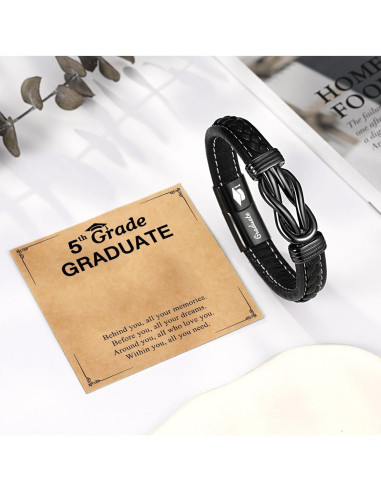 Pulsera de Cuero y Acero Inoxidable Forever para Niños 19 cm