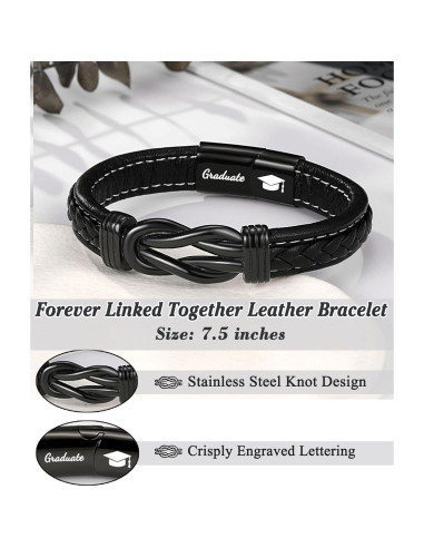 Pulsera de Cuero y Acero Inoxidable Forever para Niños 19 cm