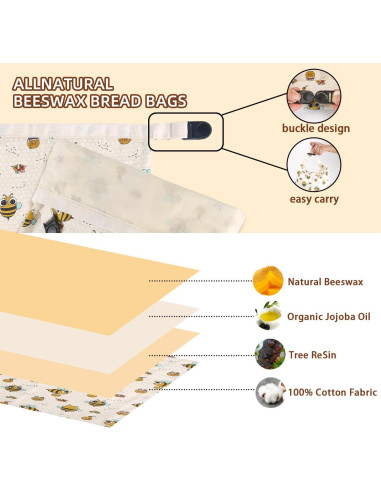 Bolsas de Pan de Cera de Abeja VAKEEN 43x33 cm Reutilizables