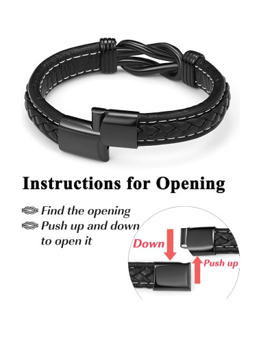 Pulsera de Cuero y Acero Inoxidable Forever para Niños 19 cm