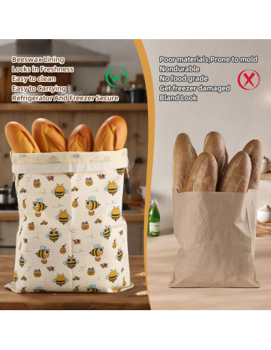 Bolsas de Pan de Cera de Abeja VAKEEN 43x33 cm Reutilizables