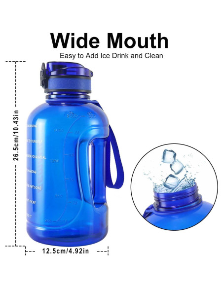 Botella de Agua GEMFUL 2L a Prueba de Fugas Azul Motivacional