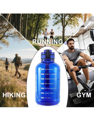 Botella de Agua GEMFUL 2L a Prueba de Fugas Azul Motivacional