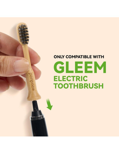 Cabezas de cepillo de dientes de bambú Ponpace - Cerdas suaves con carbón