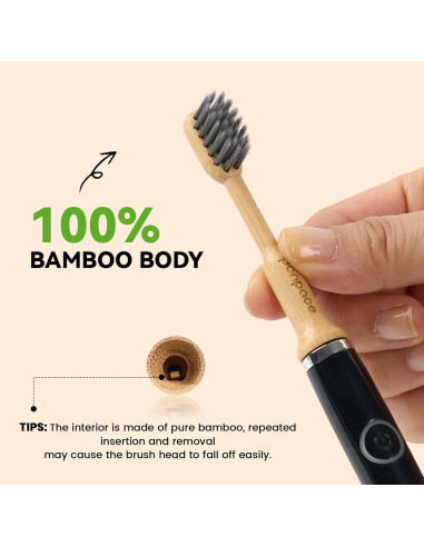 Cabezas de cepillo de dientes de bambú Ponpace - Cerdas suaves con carbón