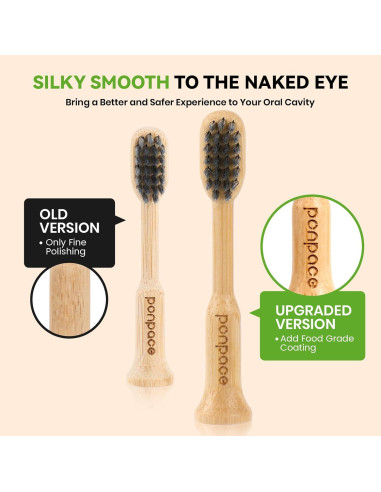 Cabezas de cepillo de dientes de bambú Ponpace - Cerdas suaves con carbón