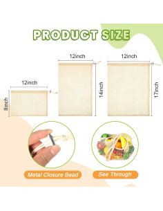 Bolsas Reutilizables Shappy 32 Pcs Algodón Orgánico Malla 2