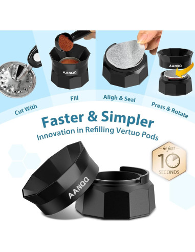 Kit de Cápsulas Reutilizables AANQQ para Nespresso Vertuo