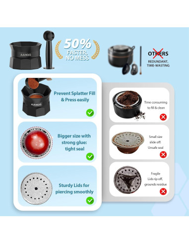 Kit de Cápsulas Reutilizables AANQQ para Nespresso Vertuo