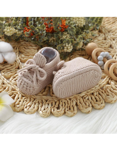 Botines de bebé Neiwech 0-3 meses beige suaves y cálidos
