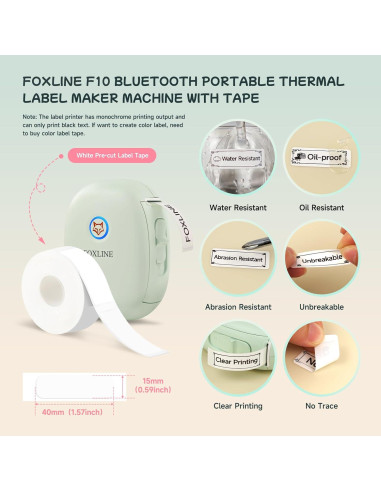 Impresora de Etiquetas FOXLINE F10 Bluetooth Verde Portátil