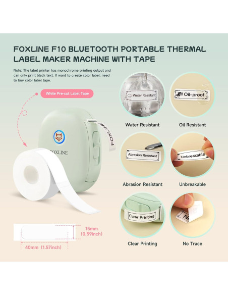 Impresora de Etiquetas FOXLINE F10 Bluetooth Verde Portátil