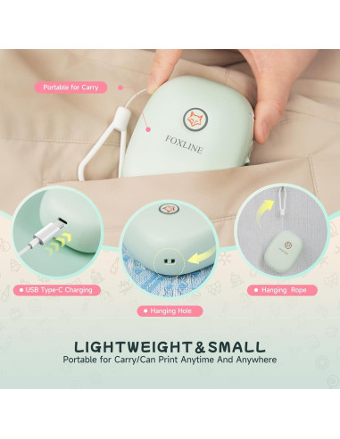 Impresora de Etiquetas FOXLINE F10 Bluetooth Verde Portátil