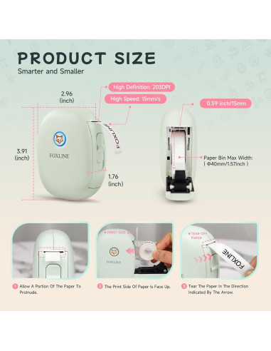 Impresora de Etiquetas FOXLINE F10 Bluetooth Verde Portátil