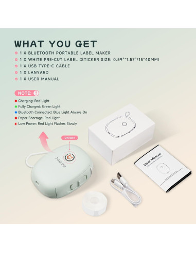 Impresora de Etiquetas FOXLINE F10 Bluetooth Verde Portátil