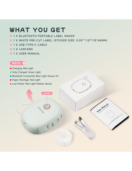 Impresora de Etiquetas FOXLINE F10 Bluetooth Verde Portátil