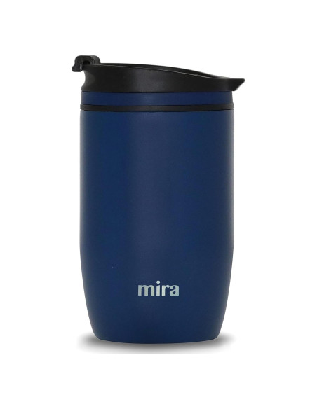 Taza de Café de Viaje MIRA 12 oz Acero Inoxidable Azul
