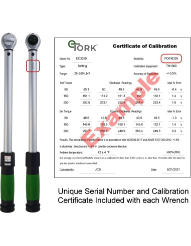 Llave de Torque eTORK 1/2" 30-150 ft-lb (40.7-203.4 Nm) Mecánica