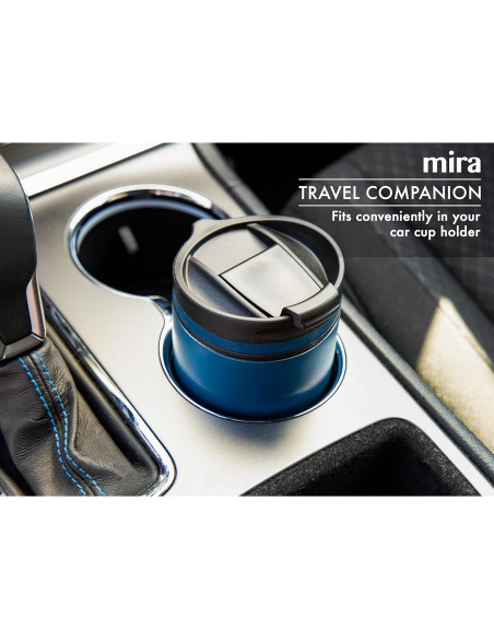 Taza de Café de Viaje MIRA 12 oz Acero Inoxidable Azul