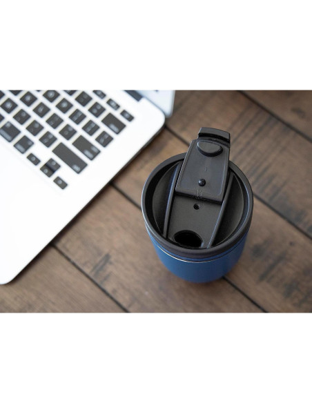 Taza de Café de Viaje MIRA 12 oz Acero Inoxidable Azul