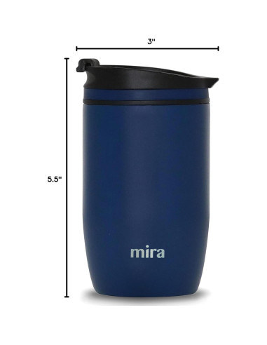 Taza de Café de Viaje MIRA 12 oz Acero Inoxidable Azul